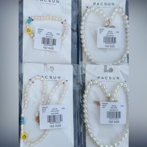 PacSun Smiley Pearl and Bead Bracelet Set